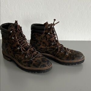Sundance Brown Leopard Lace Up Boots